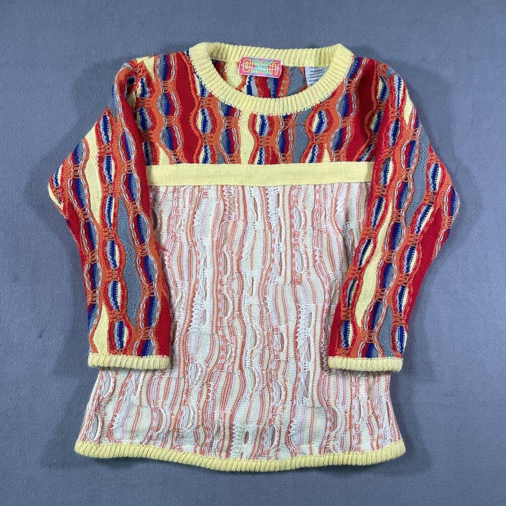 VTG Coogi Style 3D Cable Knit Sweater Girls 7/8 Cosby Kidcore Grail Colorful